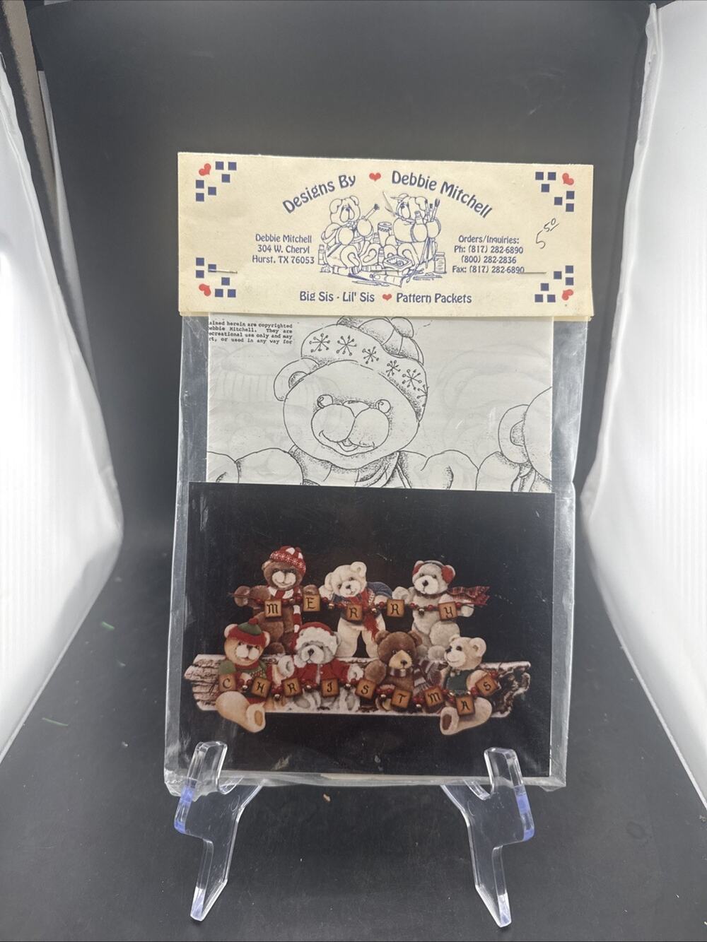 NOS Debbie Mitchell Tole Painting Pattern Packet Big Sis Lil Sis Christmas Bears